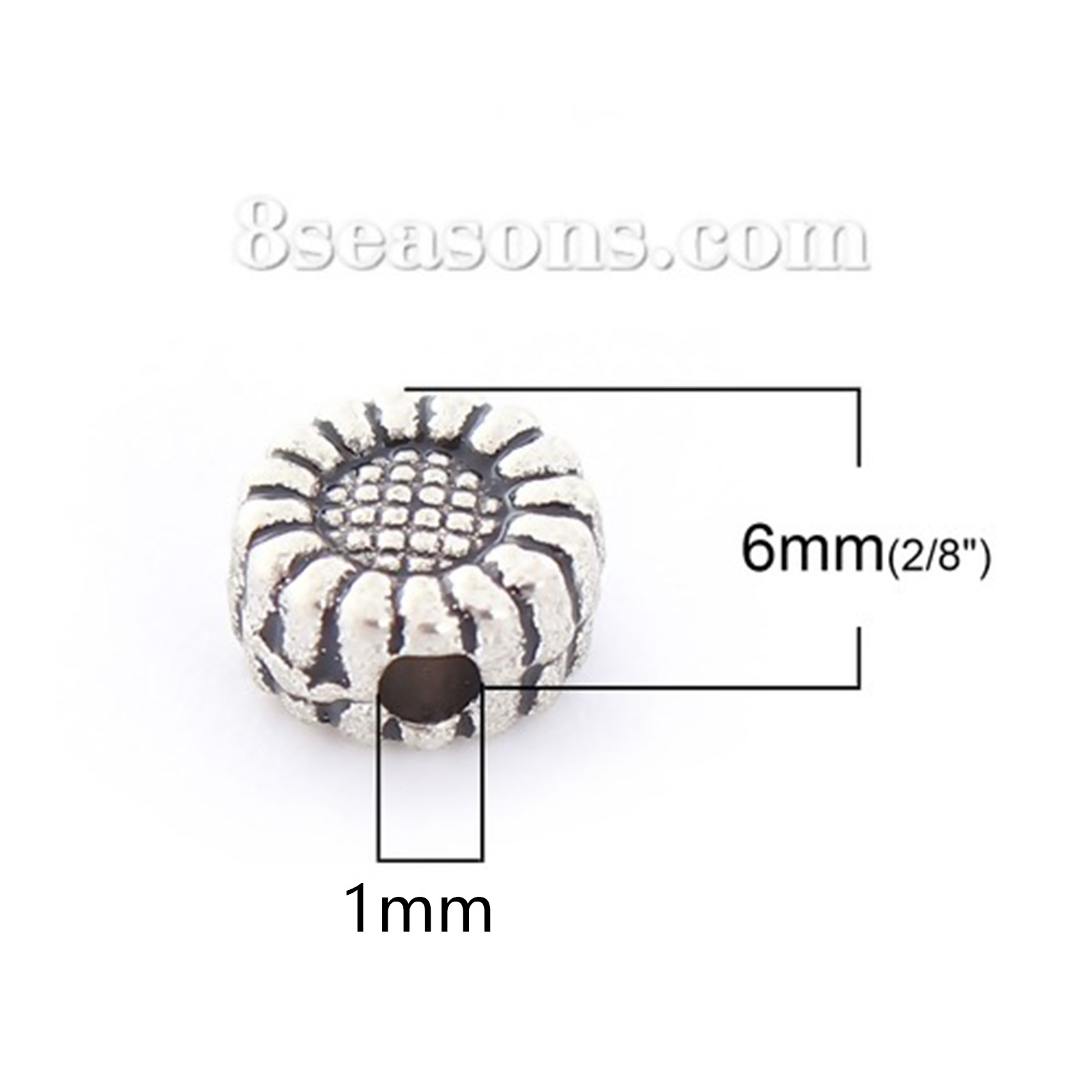 Imagen de Zamak Cuentas Flor Plata Antigua Aprox 6mm Dia, Agujero: Aprox 1.4mm, 100 Unidades