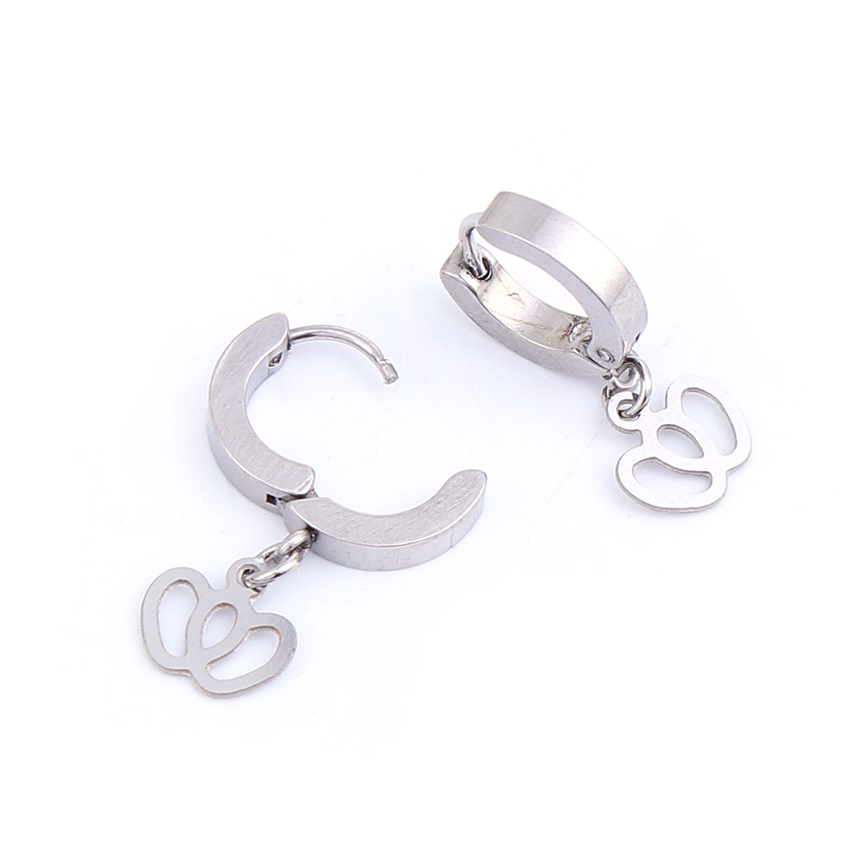 Imagen de 304 Acero Inoxidable Pendientes Círculos Tono de Plata Calabaza 27mm x 14mm, Post/ Wire Size: (19 gauge), 1 Par