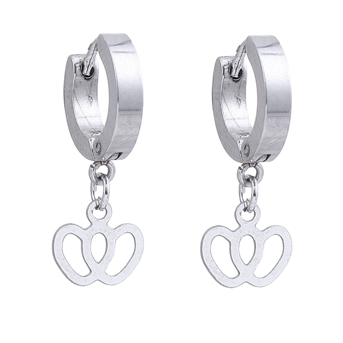Imagen de 304 Acero Inoxidable Pendientes Círculos Tono de Plata Calabaza 27mm x 14mm, Post/ Wire Size: (19 gauge), 1 Par