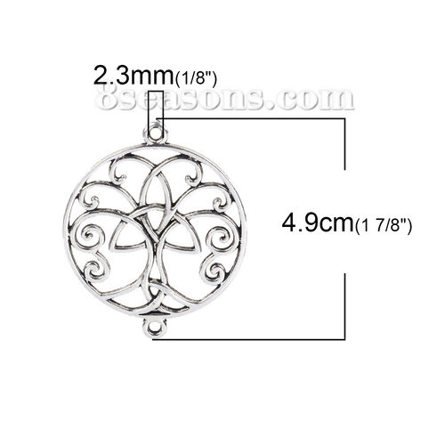 Picture of Zinc Based Alloy Boho Chic Connectors Round Antique Silver Color Celtic Knot 49mm x 40mm, 10 PCs
