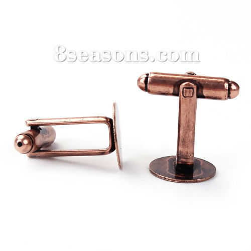 Bild von Messing Manschettenknöpfe Rund RotMessingfarbe Umdrehbar (Für 12mm D.) 24mm x 12mm, 10 Stück