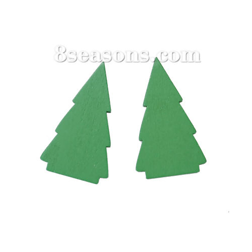 Picture of Three-ply Board Embellishments Scrapbooking Christmas Tree Green 55mm(2 1/8") x 32mm(1 2/8"), 20 PCs