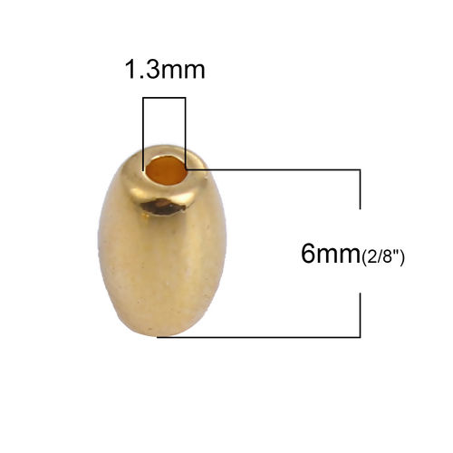 Picture of Zinc Based Alloy Spacer Beads Barrel Gold Plated 6mm x 4mm, Hole: Approx 1.3mm, 200 PCs