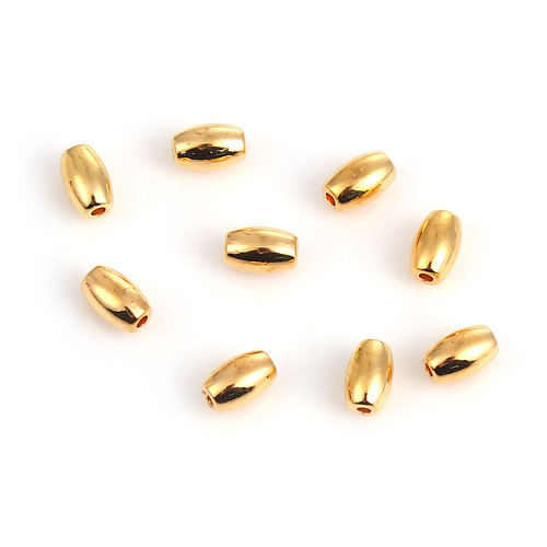 Picture of Zinc Based Alloy Spacer Beads Barrel Gold Plated 6mm x 4mm, Hole: Approx 1.3mm, 200 PCs