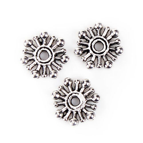 Picture of Zinc Based Alloy Spacer Beads Christmas Snowflake Antique Silver Color 10mm x 10mm, Hole: Approx 1.5mm, 200 PCs
