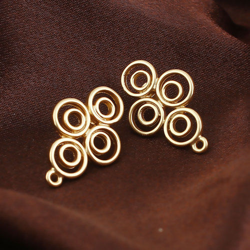 Immagine di Lega di Zinco Orecchini a Perno Tappi di Orecchini Spirale Oro Opaco W/ Loop 29mm x 19mm, Diametro Filo: (20 misura), 2 Paia