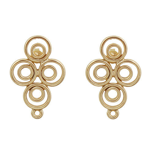 Immagine di Lega di Zinco Orecchini a Perno Tappi di Orecchini Spirale Oro Opaco W/ Loop 29mm x 19mm, Diametro Filo: (20 misura), 2 Paia