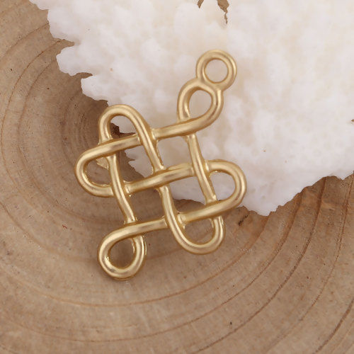Picture of Zinc Based Alloy Charms Celtic Knot Matt Gold 28mm(1 1/8") x 18mm( 6/8"), 10 PCs