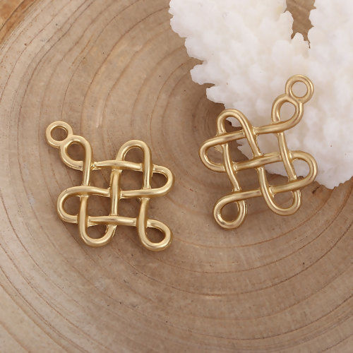 Picture of Zinc Based Alloy Charms Celtic Knot Matt Gold 28mm(1 1/8") x 18mm( 6/8"), 10 PCs