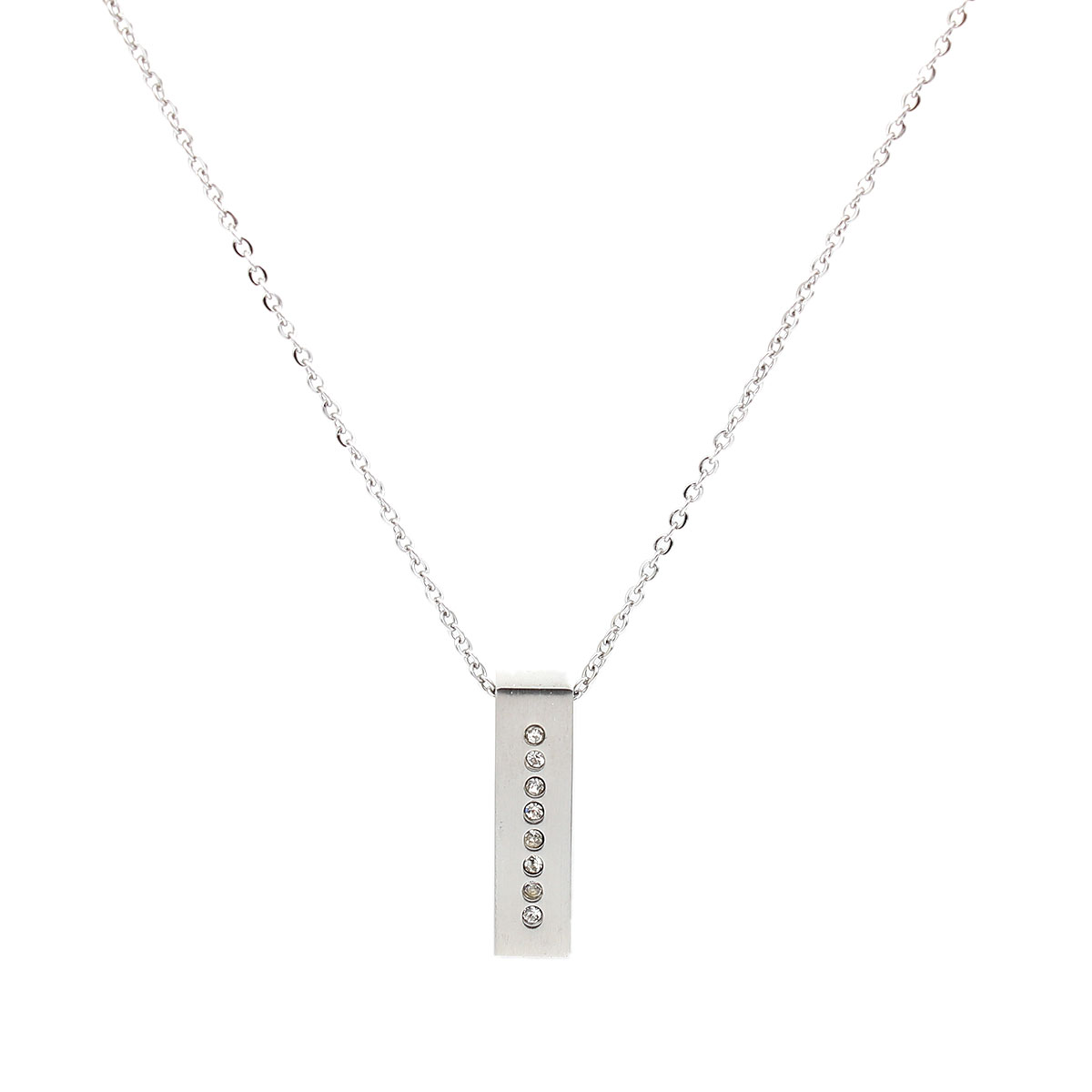 Imagen de 304 Acero Inoxidable Cremación Pet Ash Urn Collares Tono de Plata Rectángulo Transparente Rhinestone 44.5cm longitud, 1 Unidad