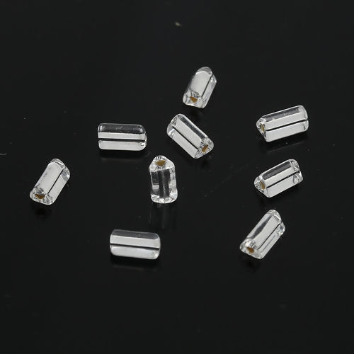 Imagen de (Czech Import) Vidrio Cuentas Transparente Aprox 7mm x 4mm, Agujero: Aprox 0.8mm x0.8mm, 20 Gramos (Aprox 8 PCs/Gramo)