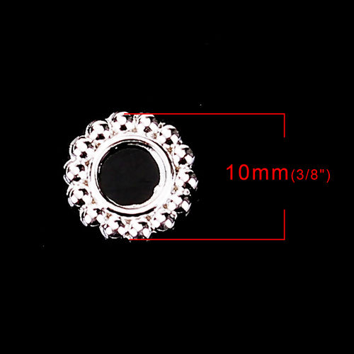 Picture of Zinc Based Alloy Spacer Beads Christmas Snowflake Silver Plated About 10mm Dia, Hole: Approx 4.5mm, 100 PCs