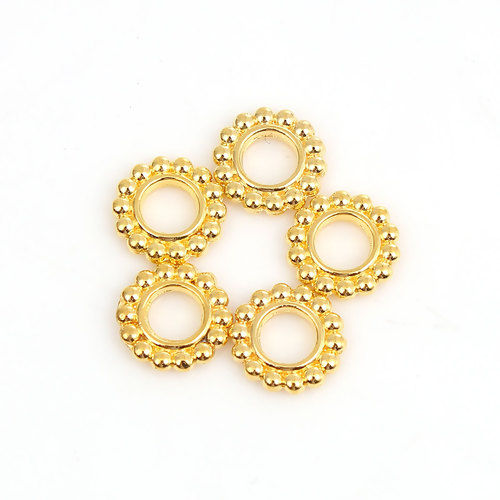 Picture of Zinc Based Alloy Spacer Beads Christmas Snowflake Gold Plated About 10mm Dia, Hole: Approx 4.5mm, 100 PCs
