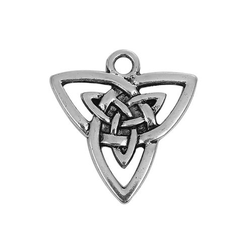 Picture of Zinc Based Alloy Charms Celtic Knot Antique Silver Color 20mm( 6/8") x 19mm( 6/8"), 30 PCs