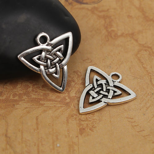 Picture of Zinc Based Alloy Charms Celtic Knot Antique Silver Color 20mm( 6/8") x 19mm( 6/8"), 30 PCs