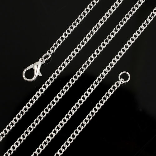 Image de Colliers de Chaînes en Alliage de Fer Argenté Chaîne Maille Cheval 51cm long, 3.4x2.5mm, 1 Paquet (12 Pcs/Paquet)