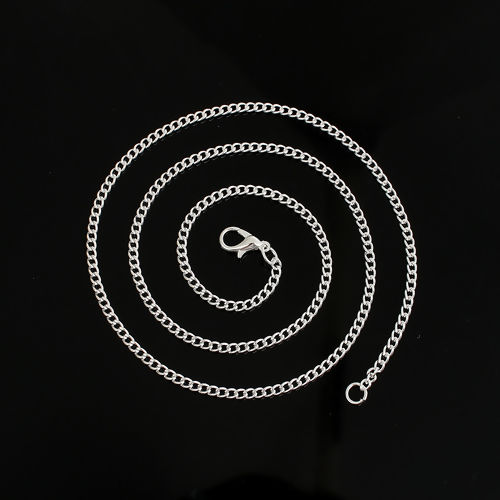 Image de Colliers de Chaînes en Alliage de Fer Argenté Chaîne Maille Cheval 51cm long, 3.4x2.5mm, 1 Paquet (12 Pcs/Paquet)