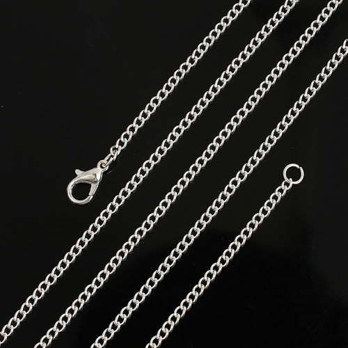Immagine di Lega di Ferro Catena Singolare Collana Argento Placcato 77cmLunghezza, Dimensione della Catena: 3.4x2.5mm 1 Pacchetto ( 12 Pz/Pacco)
