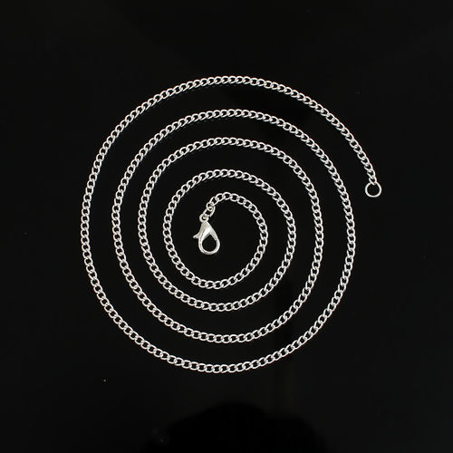 Immagine di Lega di Ferro Catena Singolare Collana Argento Placcato 77cmLunghezza, Dimensione della Catena: 3.4x2.5mm 1 Pacchetto ( 12 Pz/Pacco)