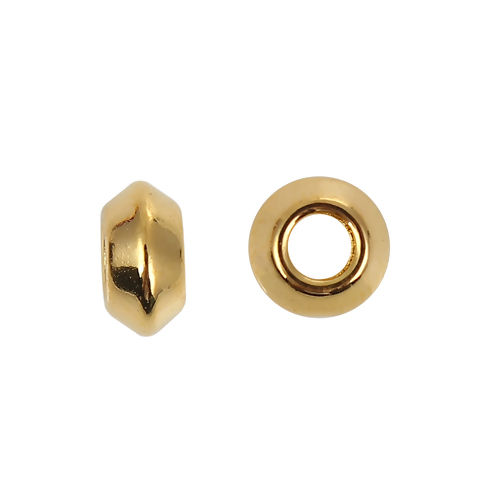 Picture of Zinc Based Alloy Spacer Beads Bicone Gold Plated 6mm x 3mm, Hole: Approx 2.6mm, 200 PCs