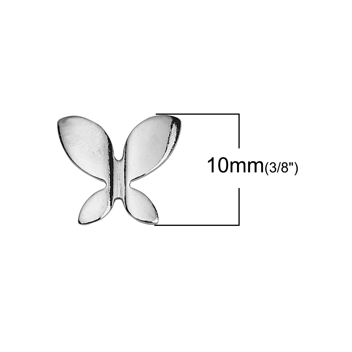 Imagen de Brass Embellishments Silver Tone Butterfly Animal 11mm( 3/8") x 10mm( 3/8"), 30 PCs