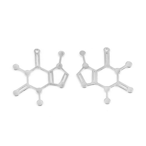 Picture of Zinc Based Alloy Molecule Chemistry Science Pendants Silver Tone 41mm(1 5/8") x 39mm(1 4/8"), 10 PCs