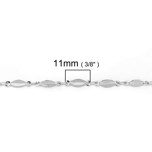 Image de Chaînes Accessoires en Laiton Feuille Argent Mat 11mm x 4mm, 1 M