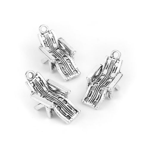 Picture of Zinc Based Alloy Recliner Charms Chair Antique Silver Color 24mm(1") x 11mm( 3/8"), 10 PCs