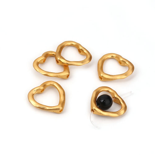 Imagen de Marcos de Cuentas Zamak de Corazón , Oro Mate (Adap 8mm Cuentas) 14mm x 14mm, 10 Unidades