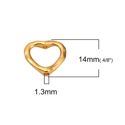 Imagen de Marcos de Cuentas Zamak de Corazón , Oro Mate (Adap 8mm Cuentas) 14mm x 14mm, 10 Unidades