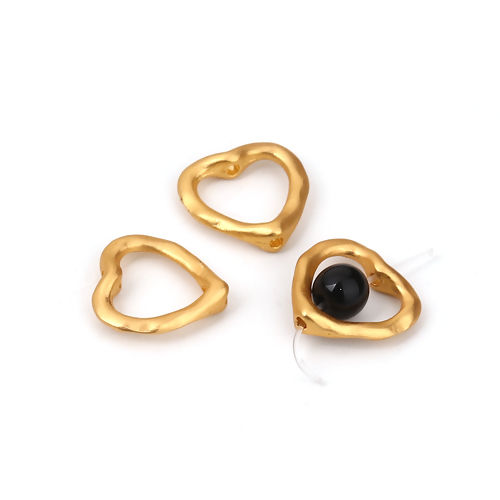 Imagen de Marcos de Cuentas Zamak de Corazón , Oro Mate (Adap 8mm Cuentas) 14mm x 14mm, 10 Unidades