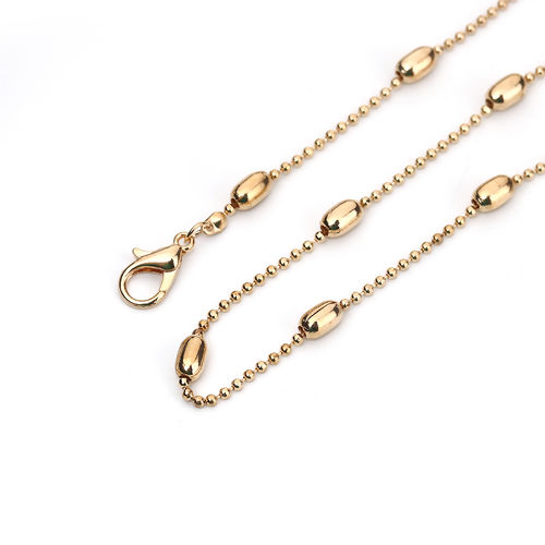 Picture of Copper Ball Chain Necklace Oval KC Gold Plated 51cm(20 1/8") long, Chain Size: 1.5mm, 3 PCs