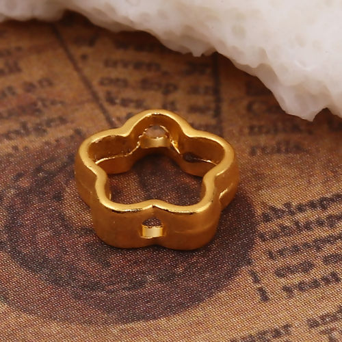 Imagen de Marcos de Cuentas Zamak de Flor , Oro Mate (Adap 5mm Cuentas) 9mm x 9mm, 10 Unidades