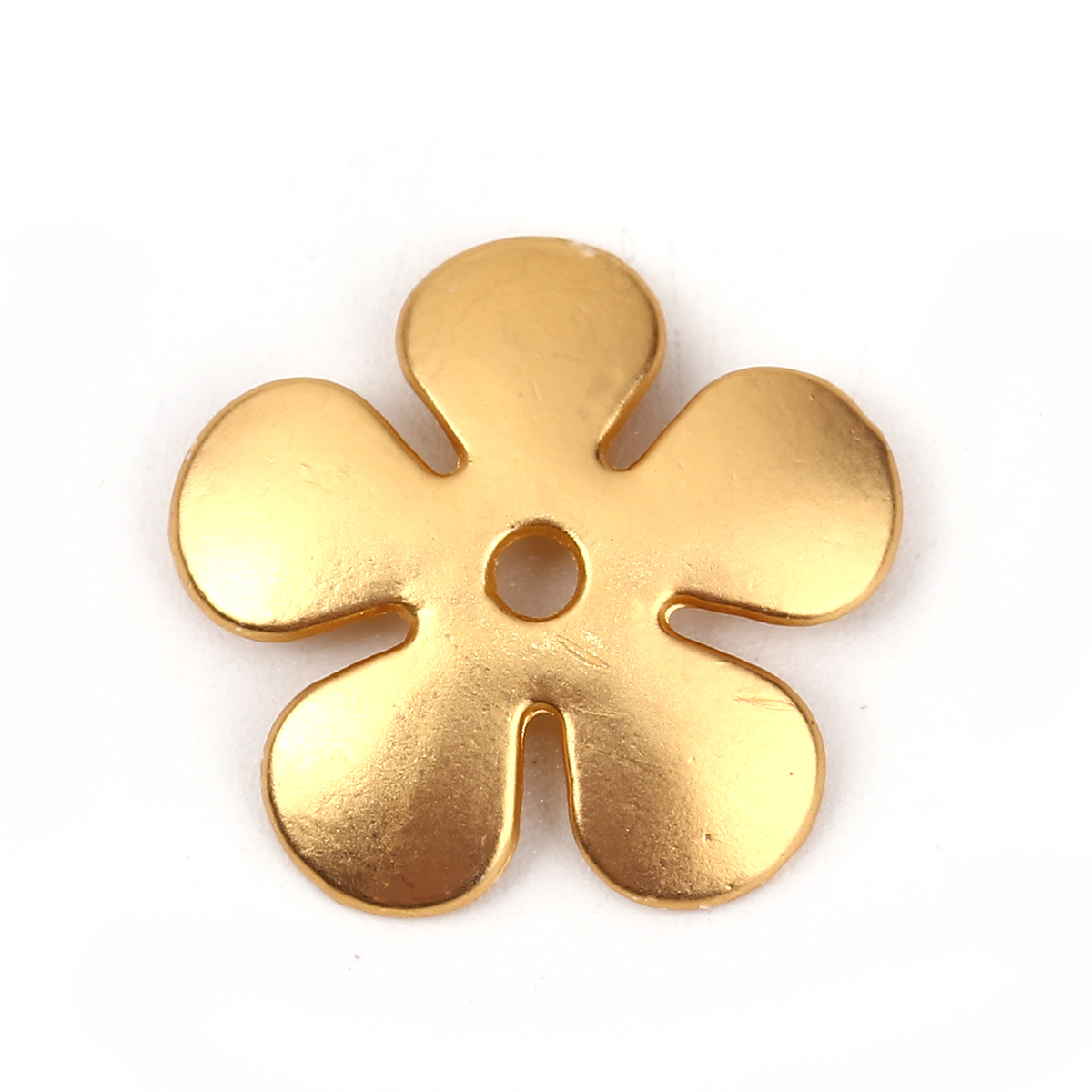 Bild von Zinklegierung Perlkappen Blumen Matt Gold (für Perlengröße: 26mm D.) 21mm x 20mm, 10 Stück