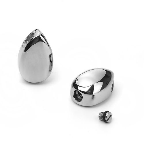 Picture of 304 Stainless Steel Charms Drop Silver Tone 18mm( 6/8") x 12mm( 4/8"), 1 Piece”