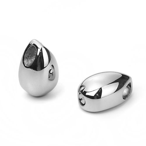 Picture of 304 Stainless Steel Charms Drop Silver Tone 18mm( 6/8") x 12mm( 4/8"), 1 Piece”