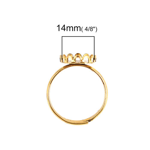 Изображение Brass Rings Oval Gold Tone Antique Gold Cabochon Settings (Fits 14mmx10mm) 16.5mm( 5/8")(US Size 6), 5 PCs