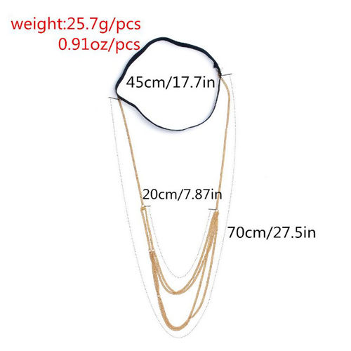 Picture of Boho Chic Body Leg Bracelet Chain Necklace Gold Plated 64cm(25 2/8") long, 68cm(26 6/8") long, 1 Piece