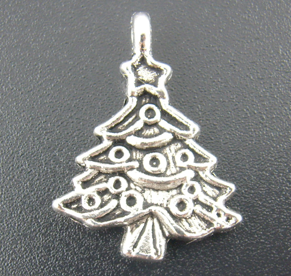 Image de 40 Pendentifs Breloques Charms sapin de noël 24*17mm