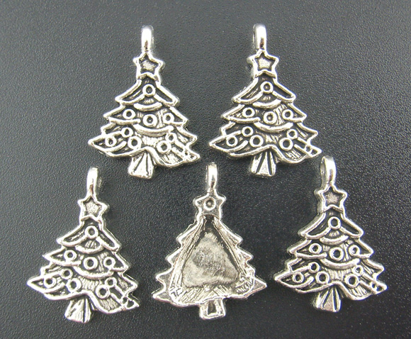 Image de 40 Pendentifs Breloques Charms sapin de noël 24*17mm