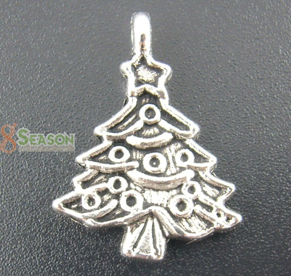 Image de 40 Pendentifs Breloques Charms sapin de noël 24*17mm