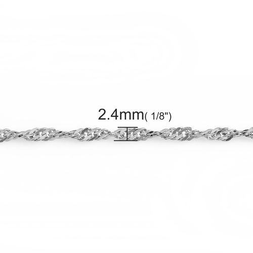Изображение Iron Based Alloy Braided Rope Chain Findings Silver Tone 2.4mm( 1/8"), 10 M