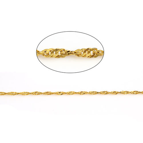 Bild von Eisenlegierung Zopfkette Kette Vergoldet 2.4mm, 10 Meter