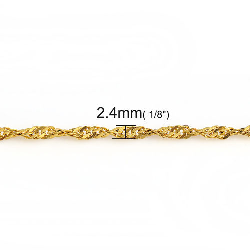 Bild von Eisenlegierung Zopfkette Kette Vergoldet 2.4mm, 10 Meter
