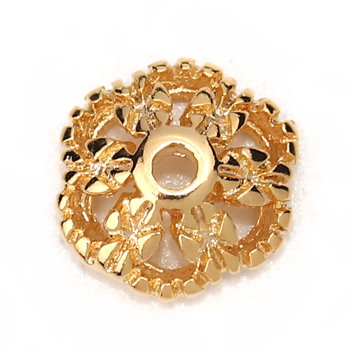 Picture of Brass Beads Caps Flower 18K Real Gold Plated (Fit Beads Size: 8mm Dia.) 7mm( 2/8") x 7mm( 2/8"), 10 PCs