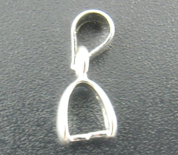 Picture of Zinc Based Alloy Pendant Pinch Bails Clasps Silver Plated 15mm x 5mm, 30 PCs