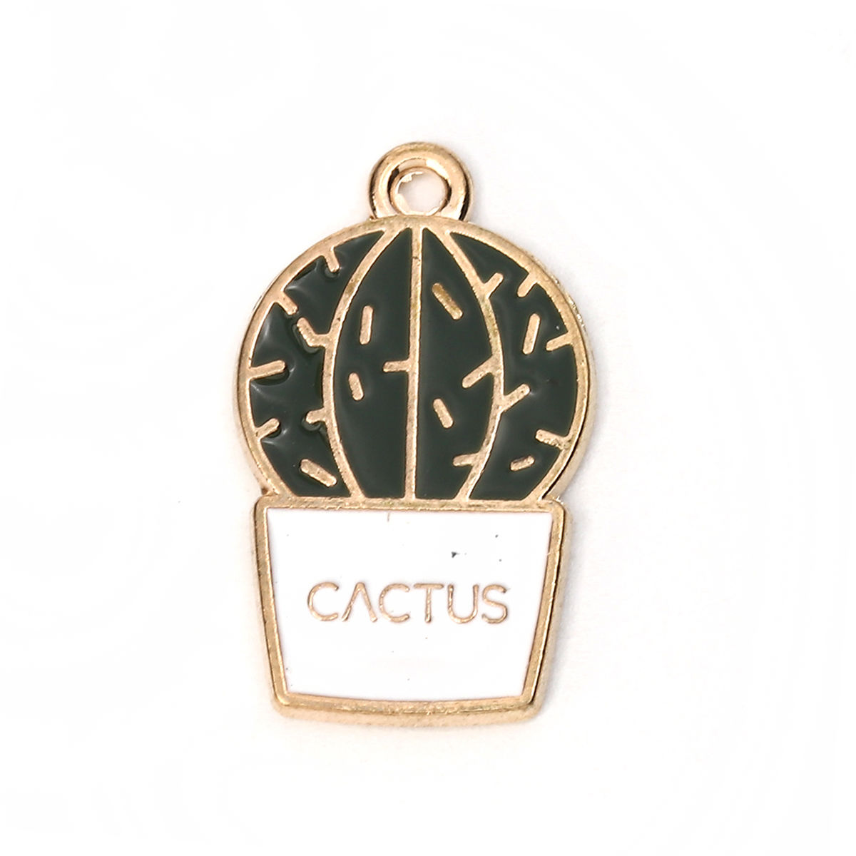 Picture of Zinc Based Alloy Charms Cactus Pot Plant Enamel 