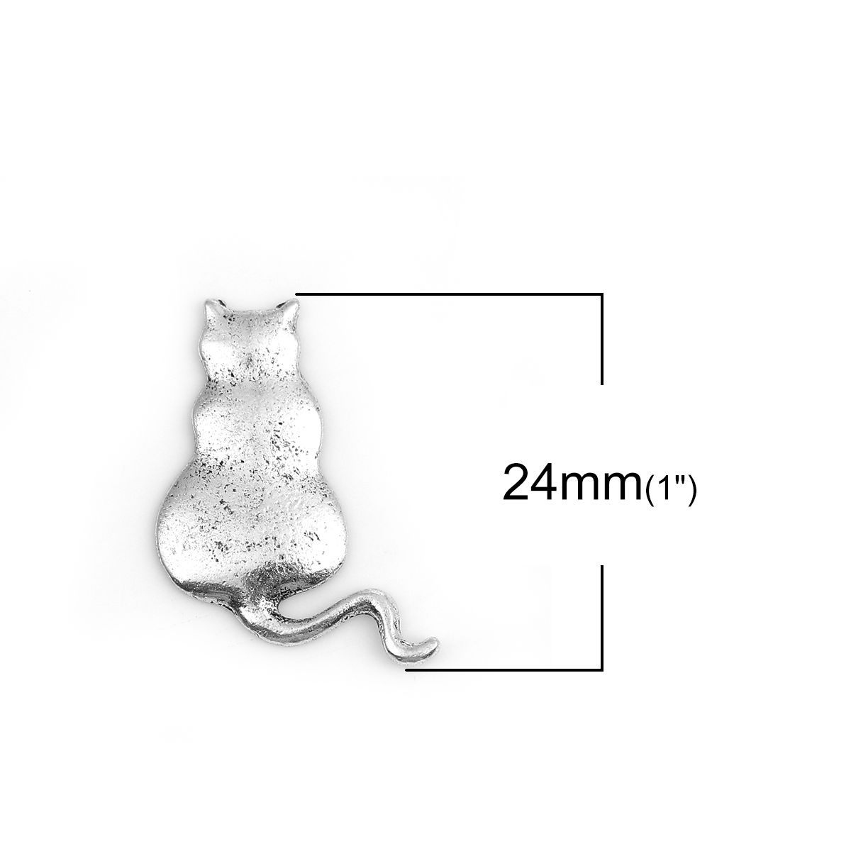 Image de Cabochons d'Embellissement en Alliage de Zinc Chat Argent Vieilli 24mm x 20mm, 20 Pcs