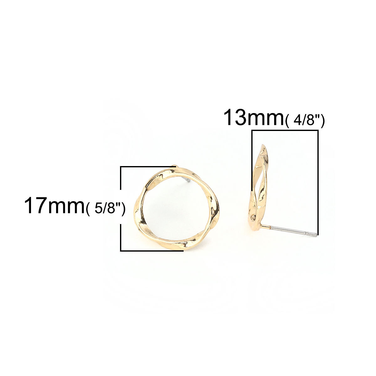 亜鉛合金 イヤリング イヤリングパーツ 曲げ 金メッキ サークルリング柄 17mm、 ワイヤーサイズ: （21号）、 10 個 の画像