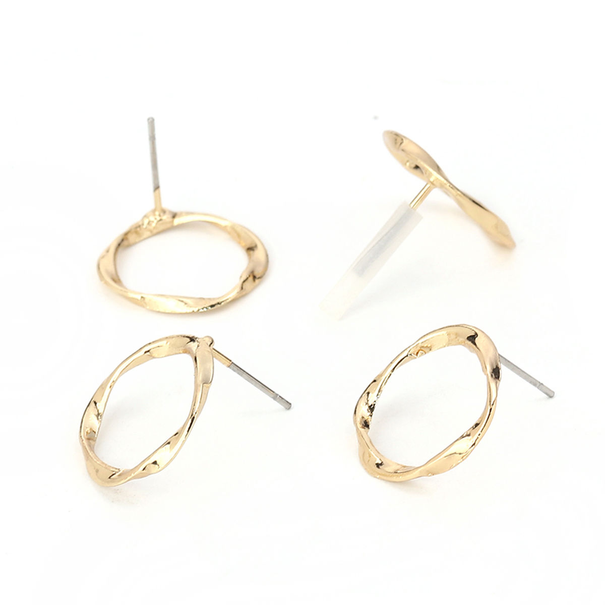 亜鉛合金 イヤリング イヤリングパーツ 曲げ 金メッキ サークルリング柄 17mm、 ワイヤーサイズ: （21号）、 10 個 の画像